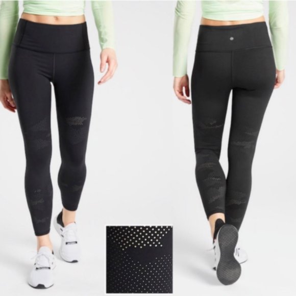 Athleta Black Persistence Laser Cut 7/8 Tight ~XS~ 487669 - Picture 1 of 10